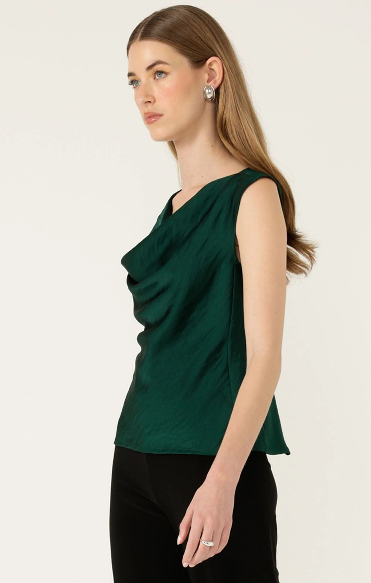 LUXE COWL BIAS TOP IN EMERALD - Image 9