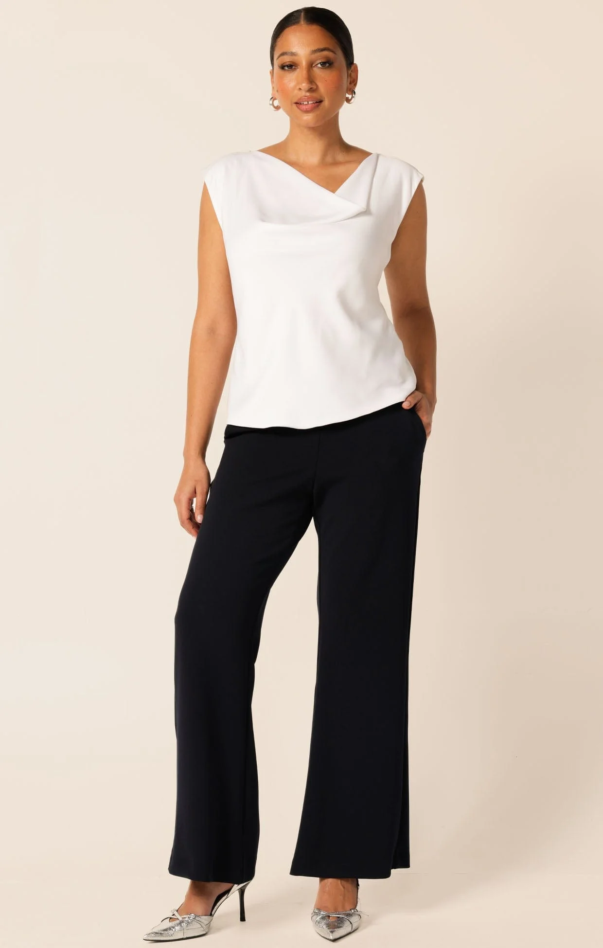 COWL BIAS TOP IN WHITE - Image 3