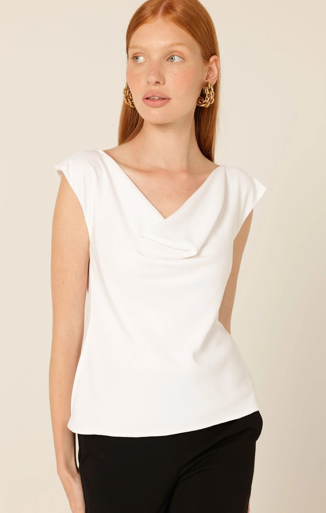 COWL BIAS TOP IN WHITE - Image 4