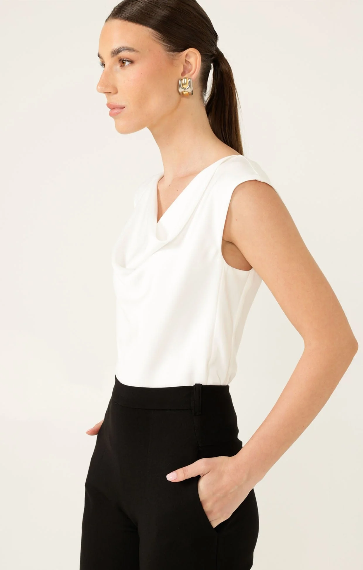 COWL BIAS TOP IN WHITE - Image 5