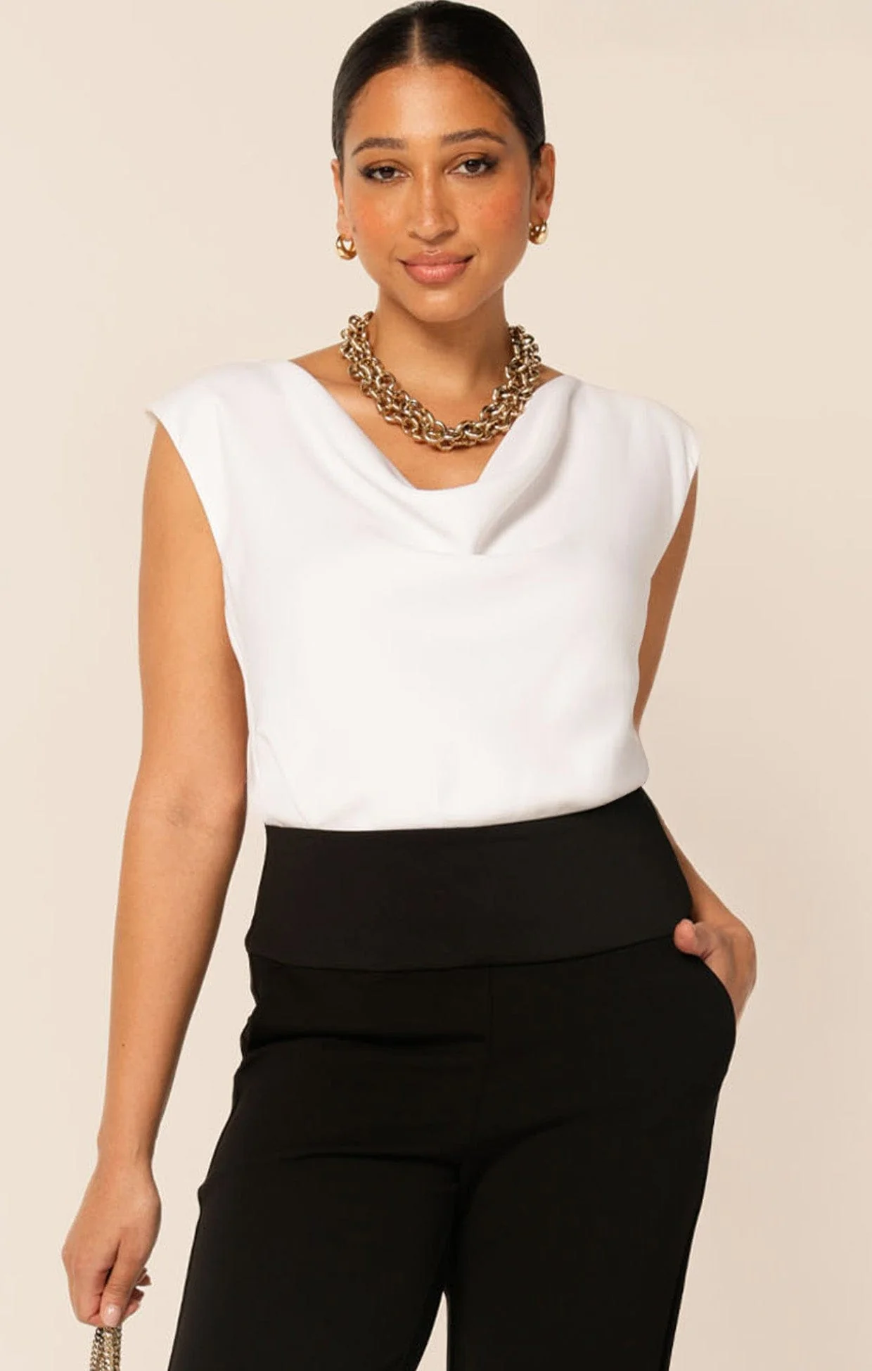 COWL BIAS TOP IN WHITE - Image 6