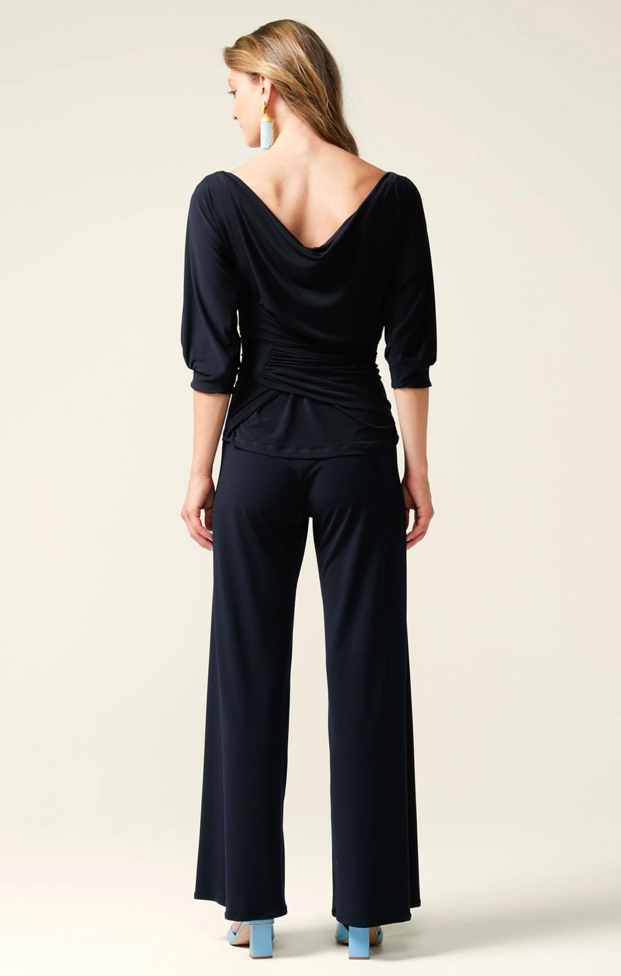 COWL TIE DRAPE TOP IN NAVY - Image 8