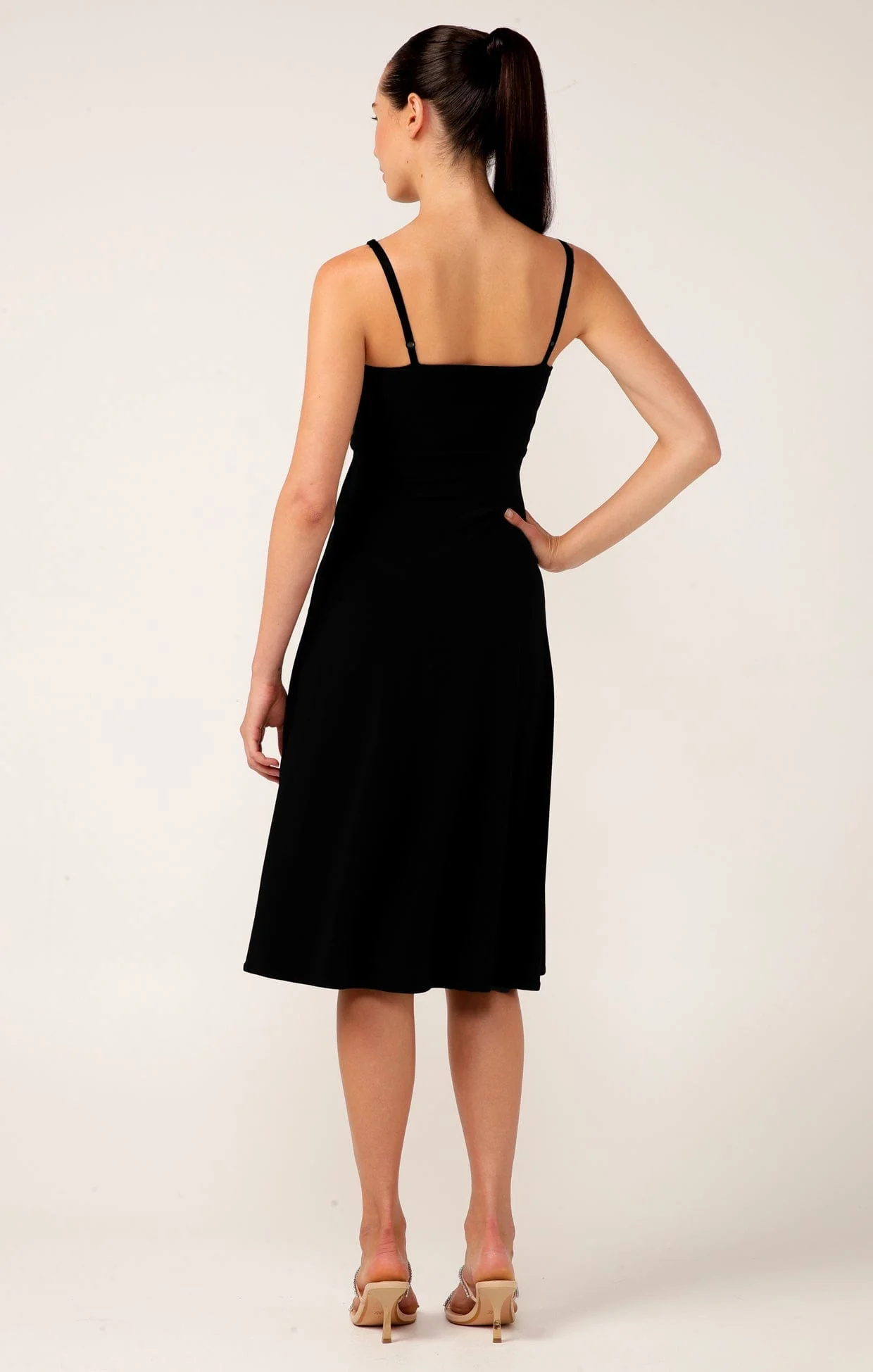 CROSS OVER SLIP DRESS IN BLACK - Image 3