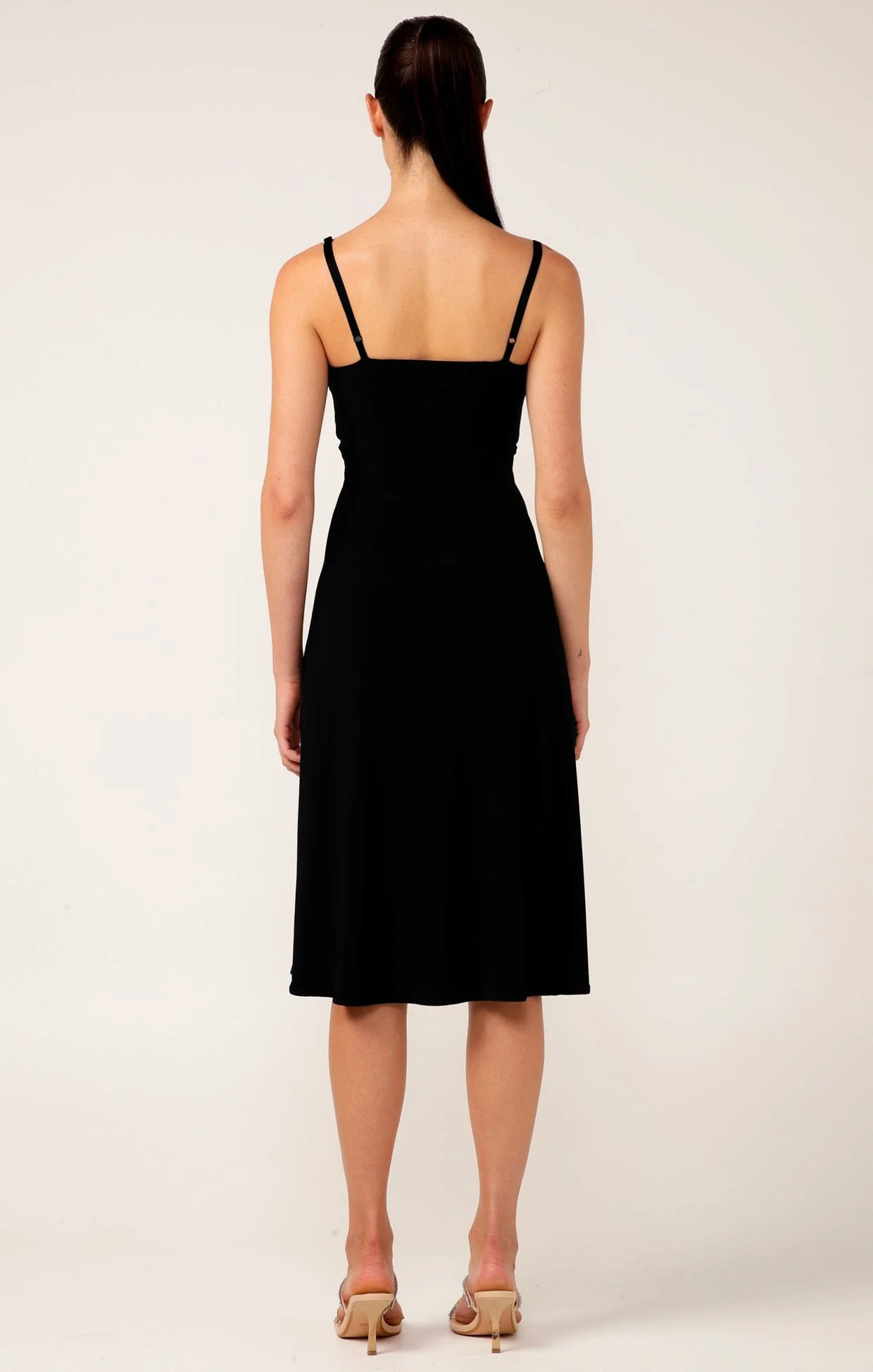 CROSS OVER SLIP DRESS IN BLACK - Image 4