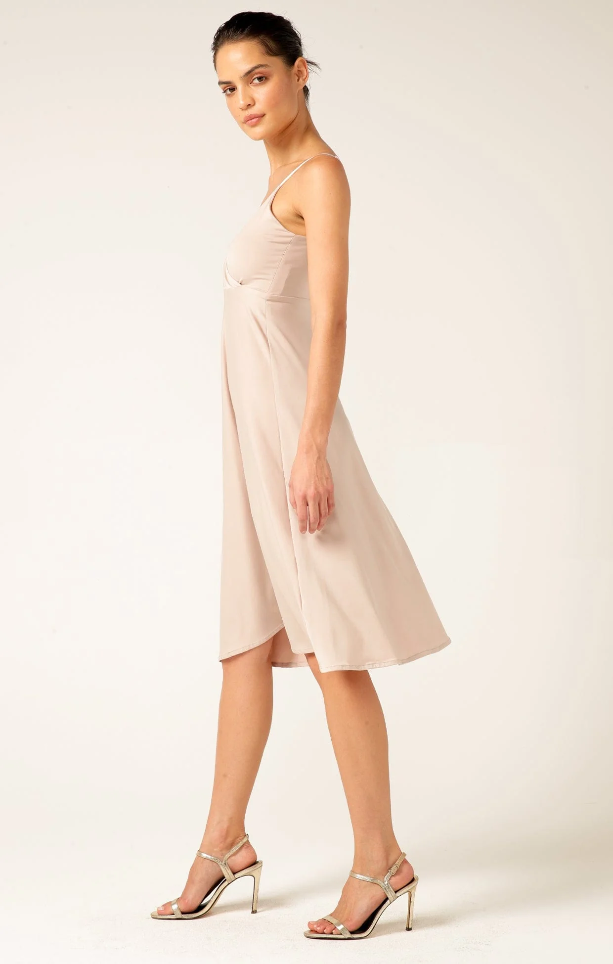 CROSS OVER SLIP DRESS IN NUDE - Image 4