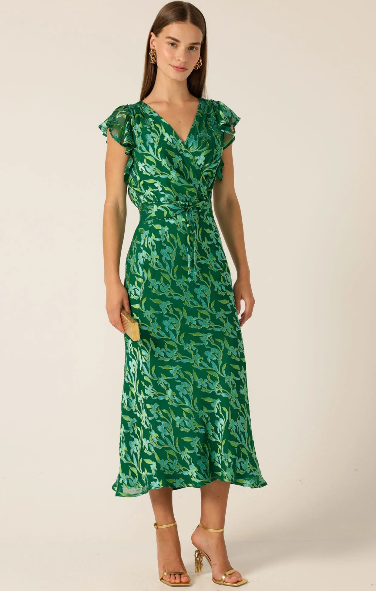 FLEUR DE LYS MIDI DRESS IN GREEN BOTANICAL - Image 6