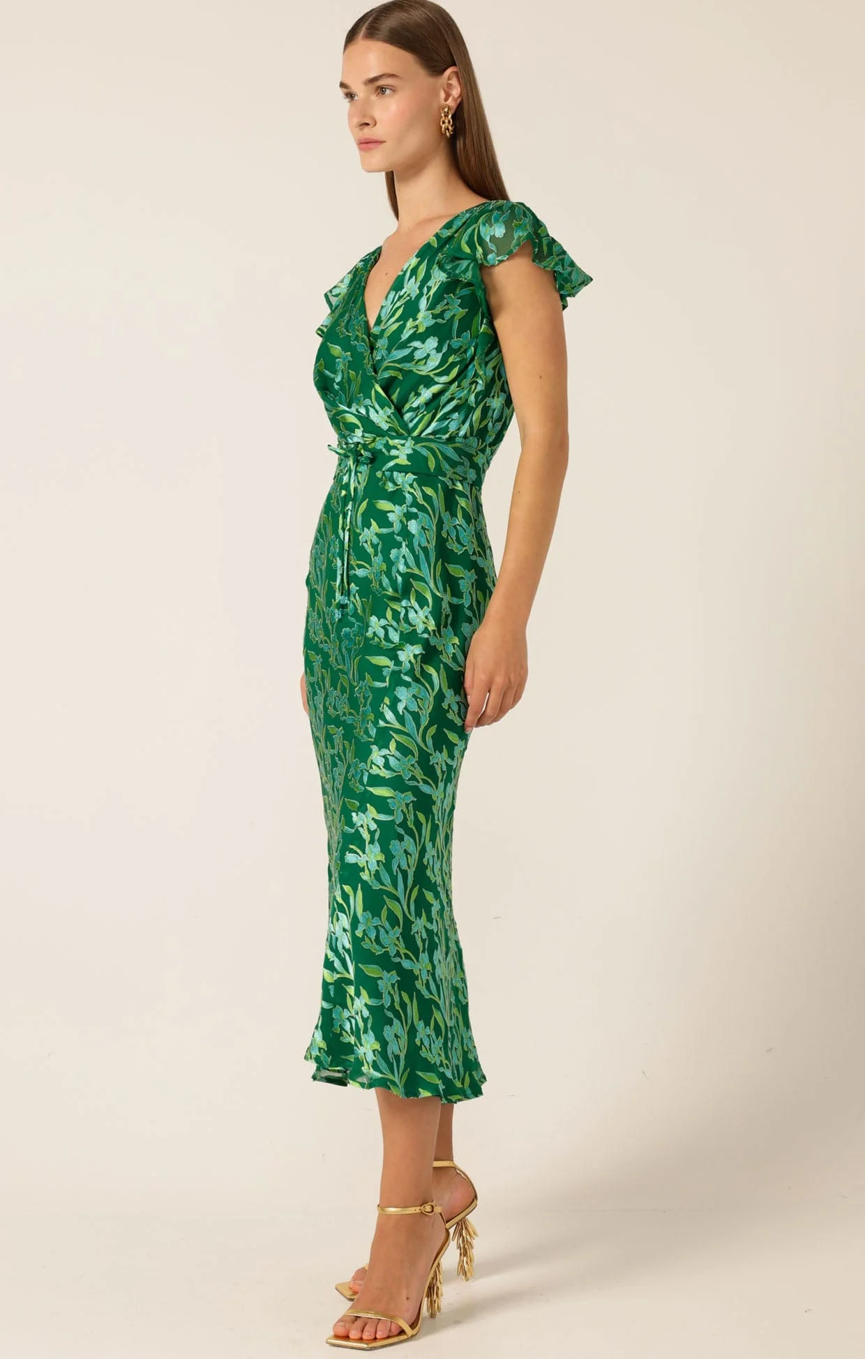 FLEUR DE LYS MIDI DRESS IN GREEN BOTANICAL - Image 7