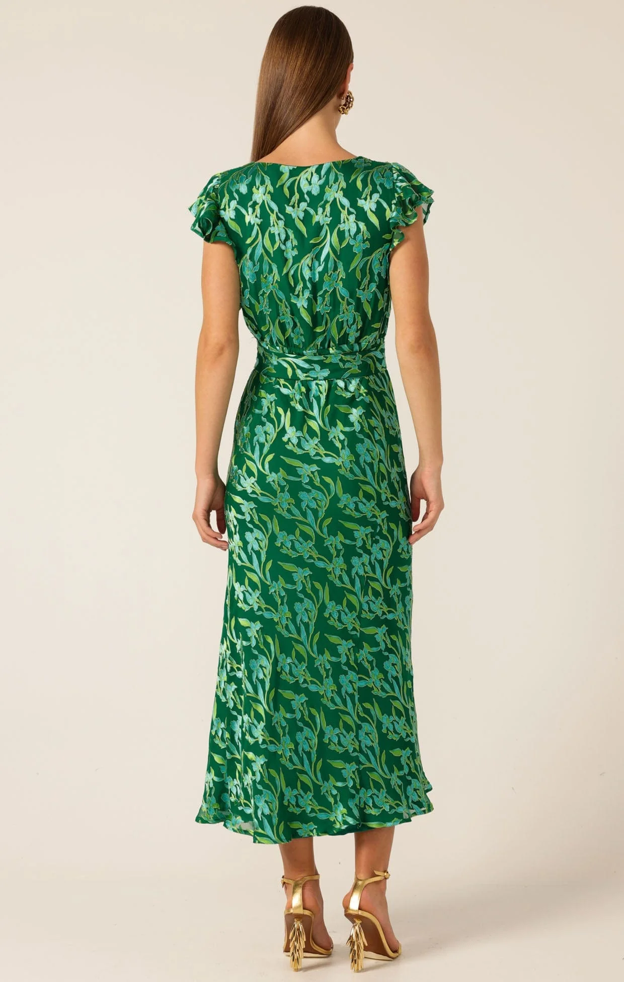 FLEUR DE LYS MIDI DRESS IN GREEN BOTANICAL - Image 8