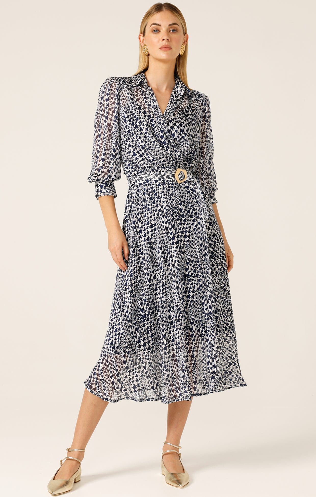 HERRINGBONE DRESS IN NAVY WHITE CHECK - Image 5