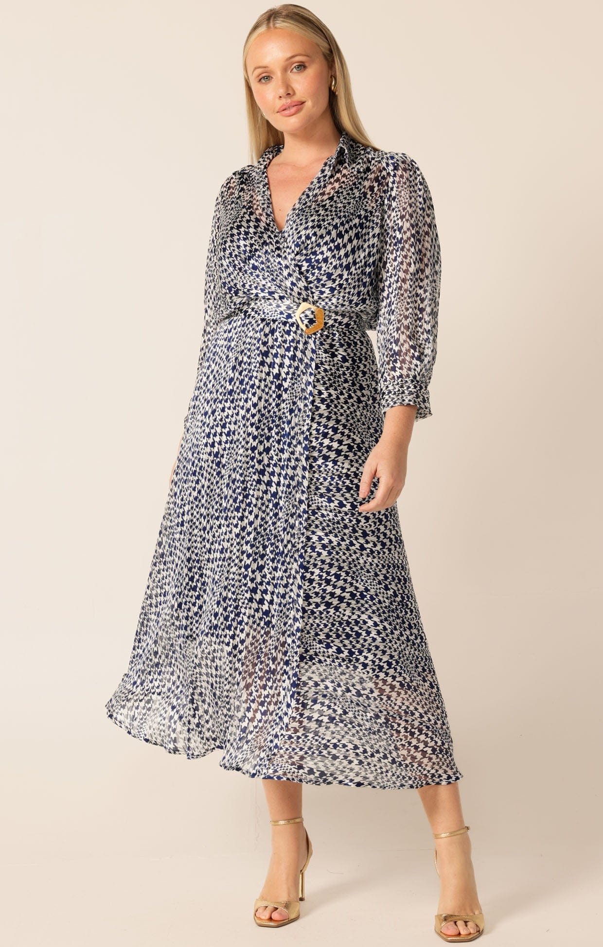 HERRINGBONE DRESS IN NAVY WHITE CHECK - Image 6