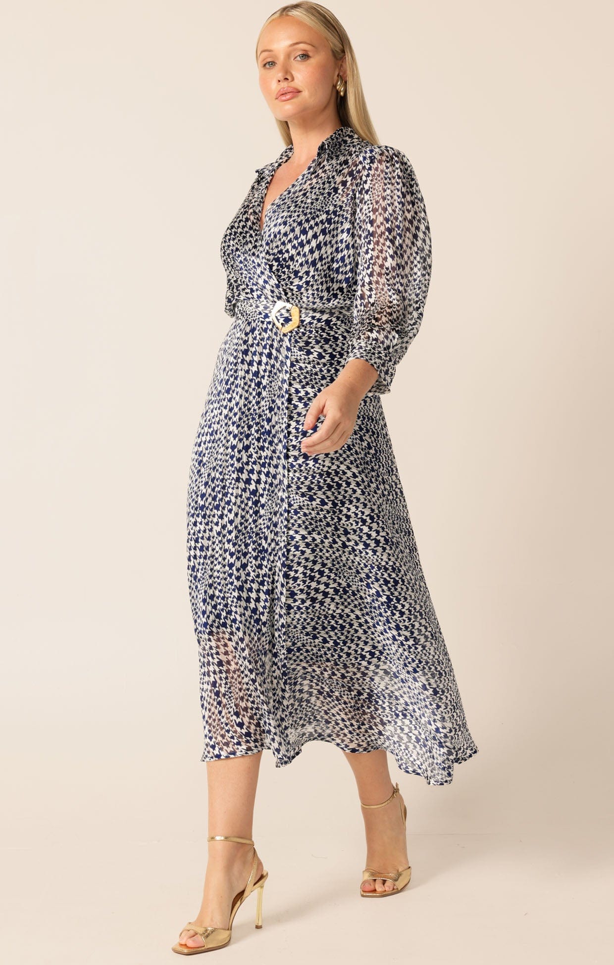 HERRINGBONE DRESS IN NAVY WHITE CHECK - Image 7