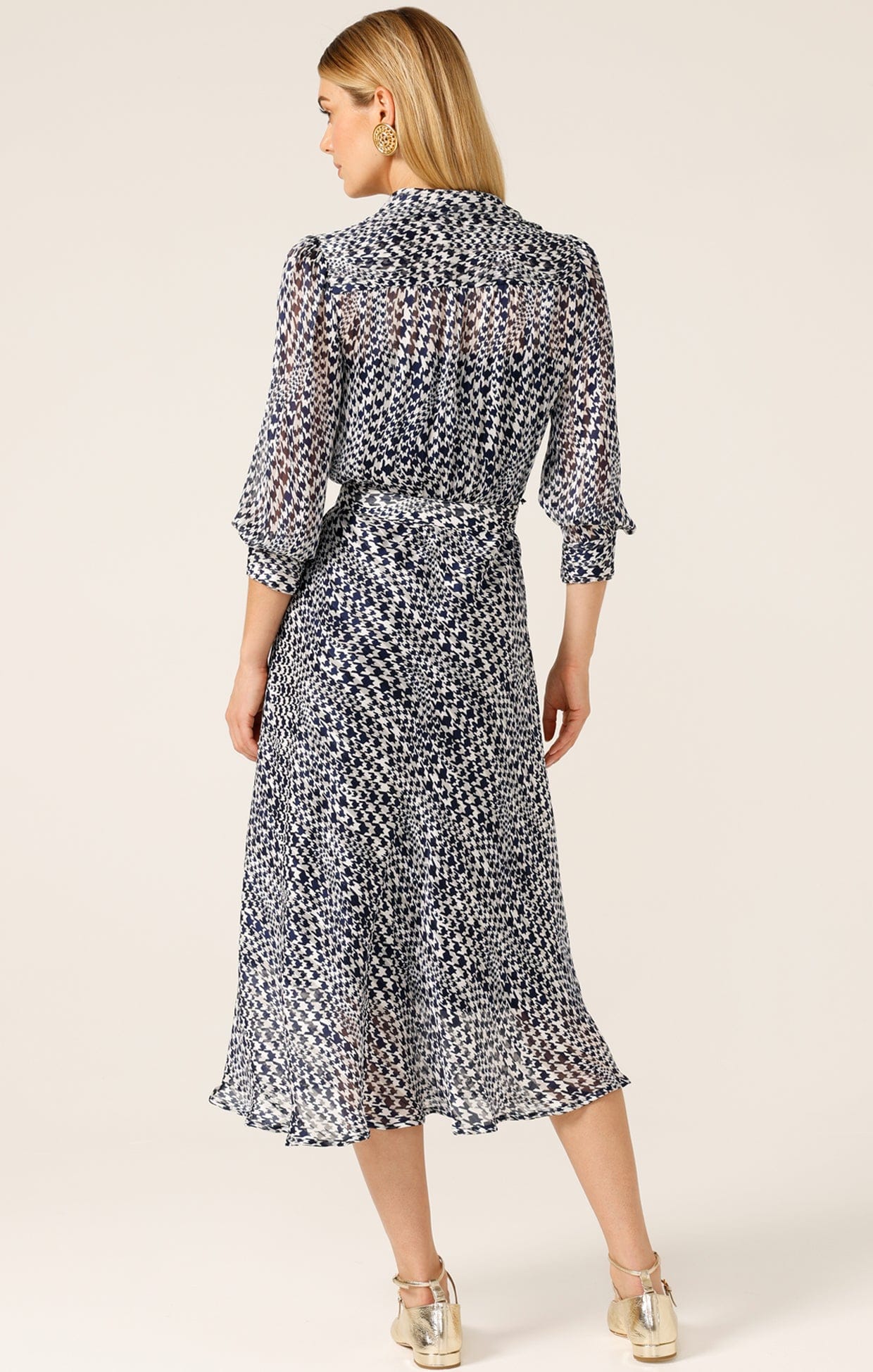 HERRINGBONE DRESS IN NAVY WHITE CHECK - Image 8