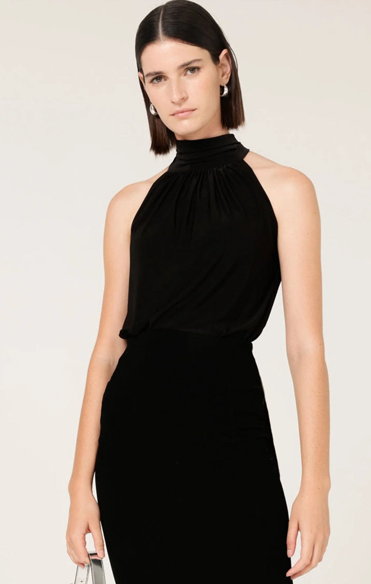 HIGH NECK TIE TOP IN BLACK - Image 3