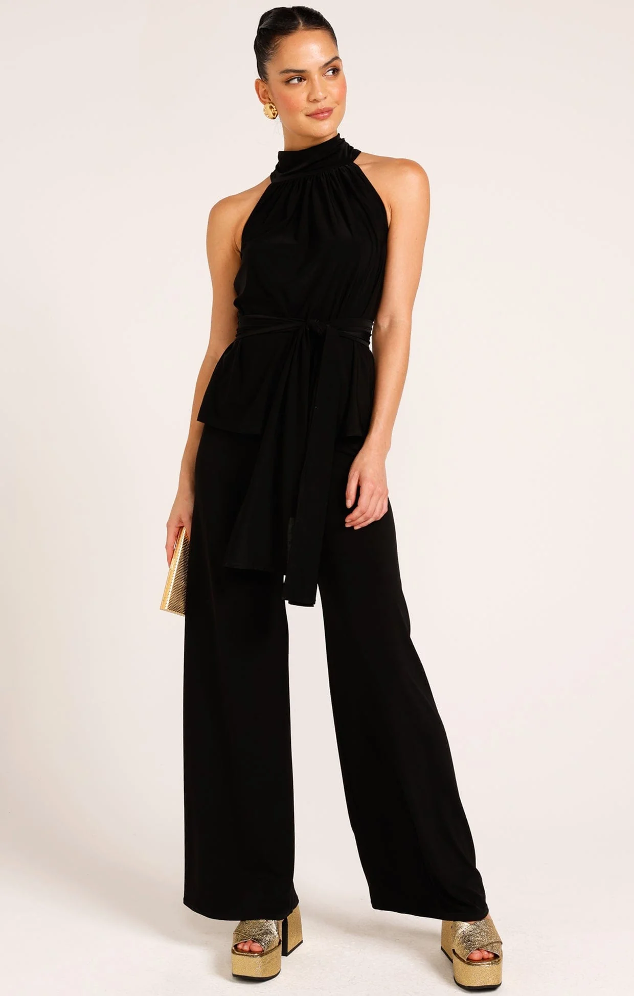 HIGH NECK TIE TOP IN BLACK - Image 4