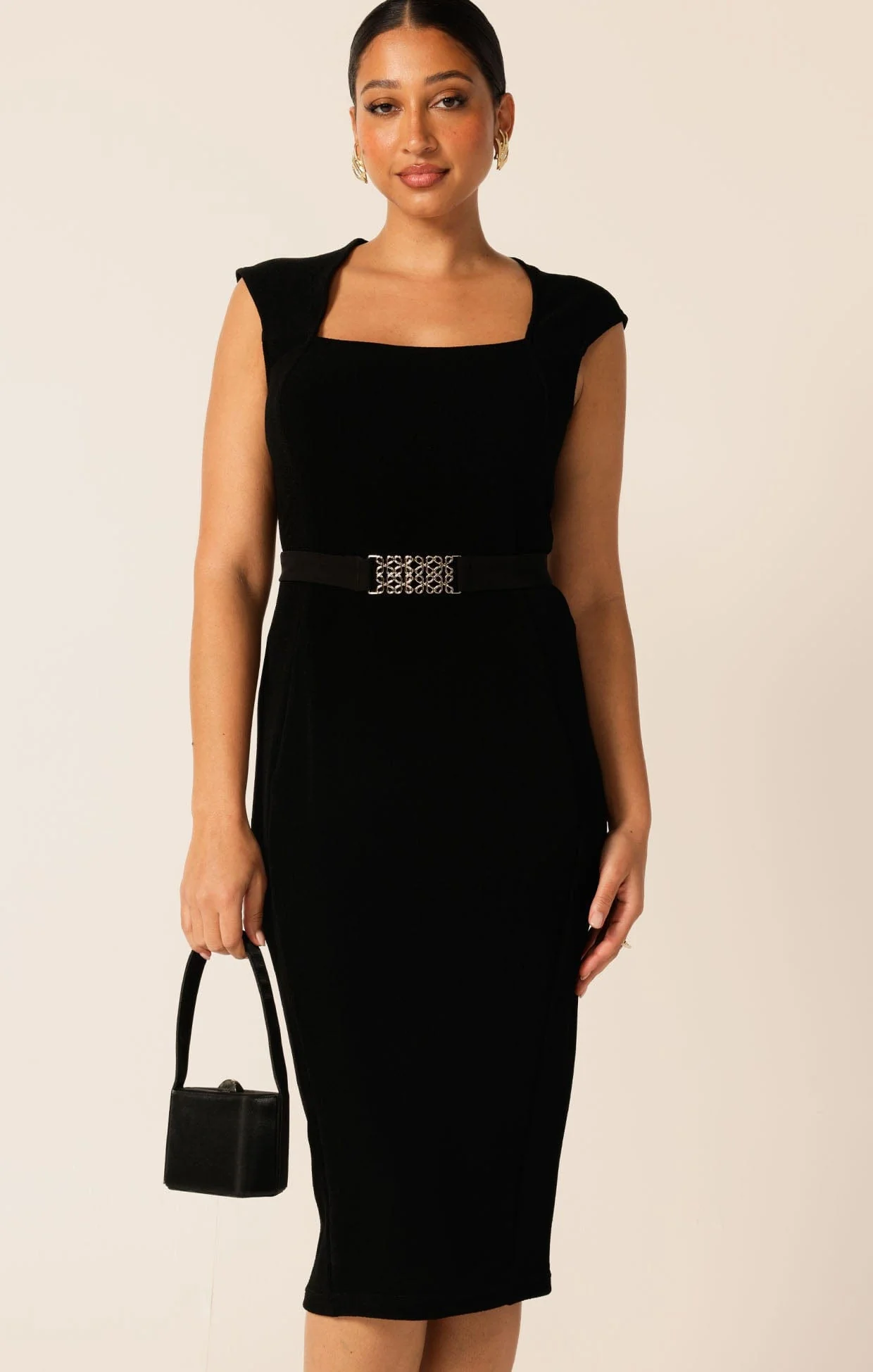 IRIS CAP SLEEVE DRESS IN BLACK - Image 5