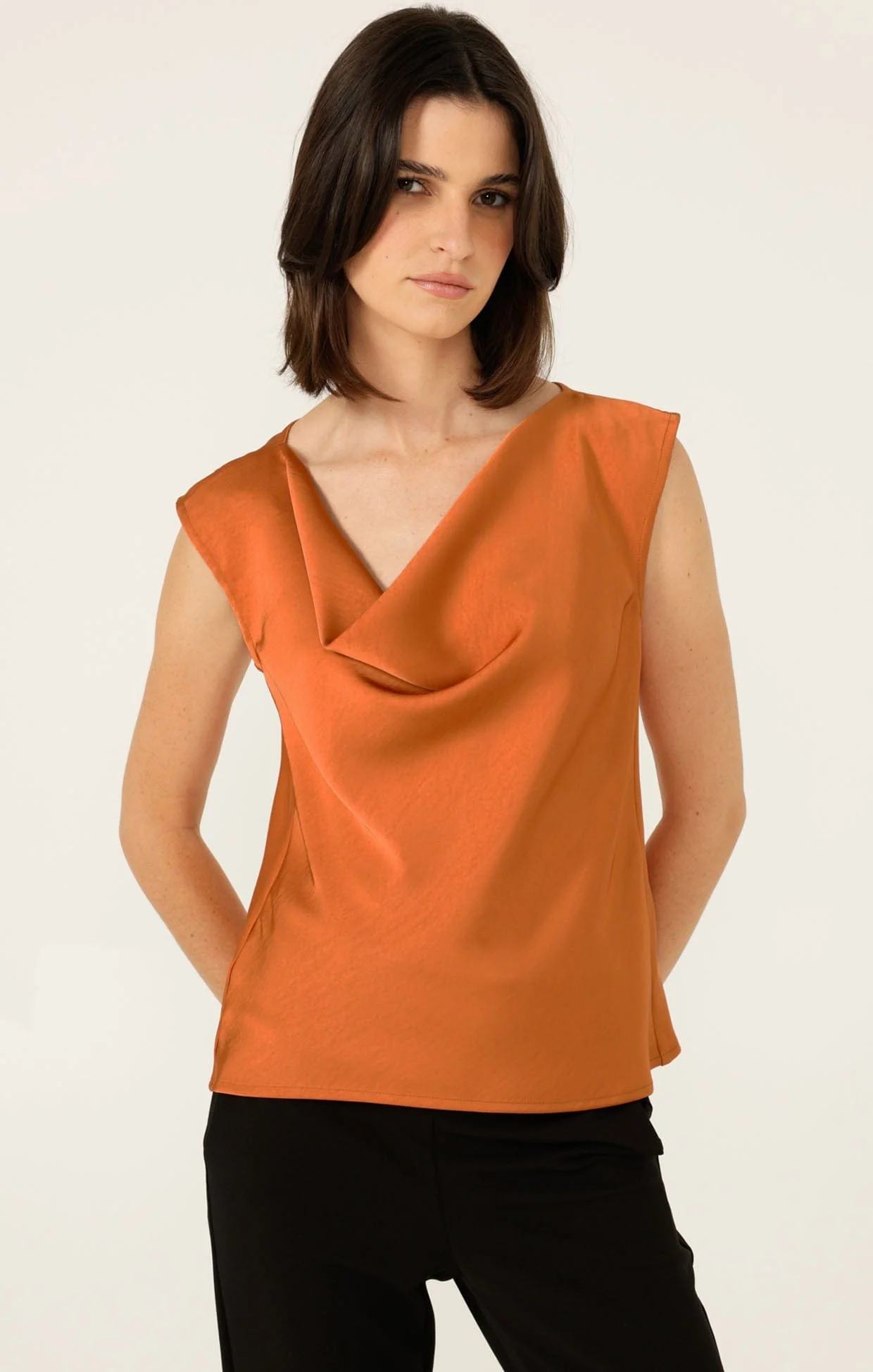 LUXE COWL BIAS TOP IN COPPER - Image 3