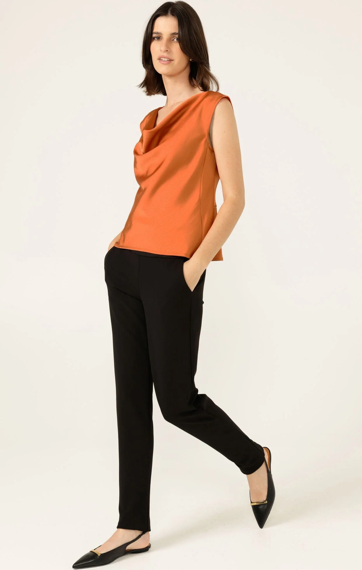 LUXE COWL BIAS TOP IN COPPER - Image 4