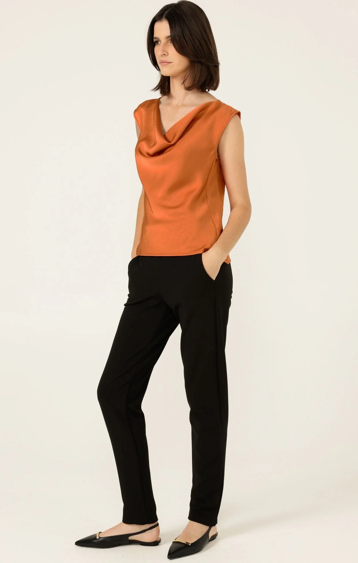 LUXE COWL BIAS TOP IN COPPER - Image 7