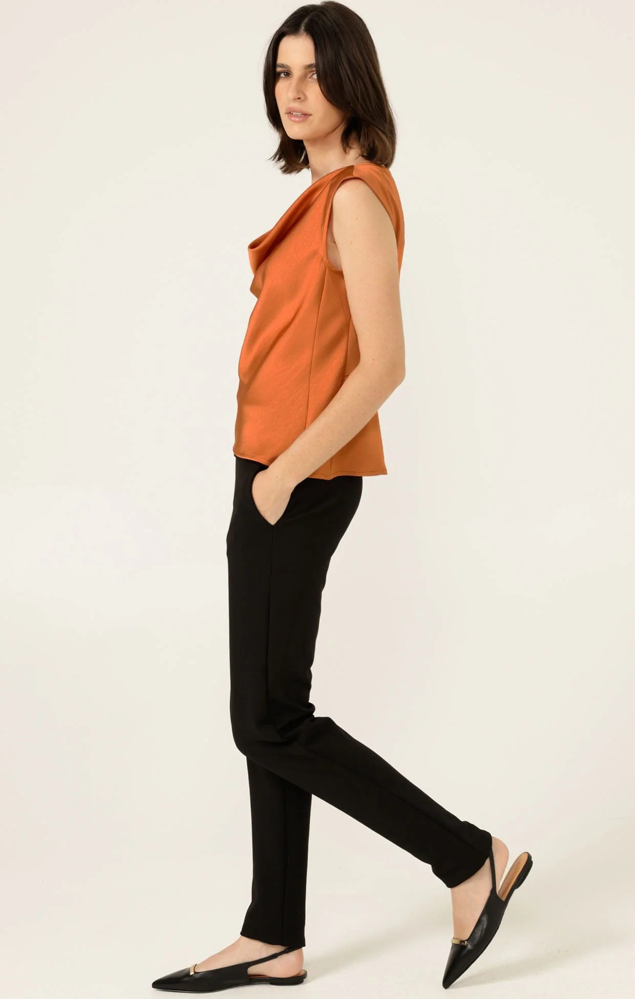 LUXE COWL BIAS TOP IN COPPER - Image 8