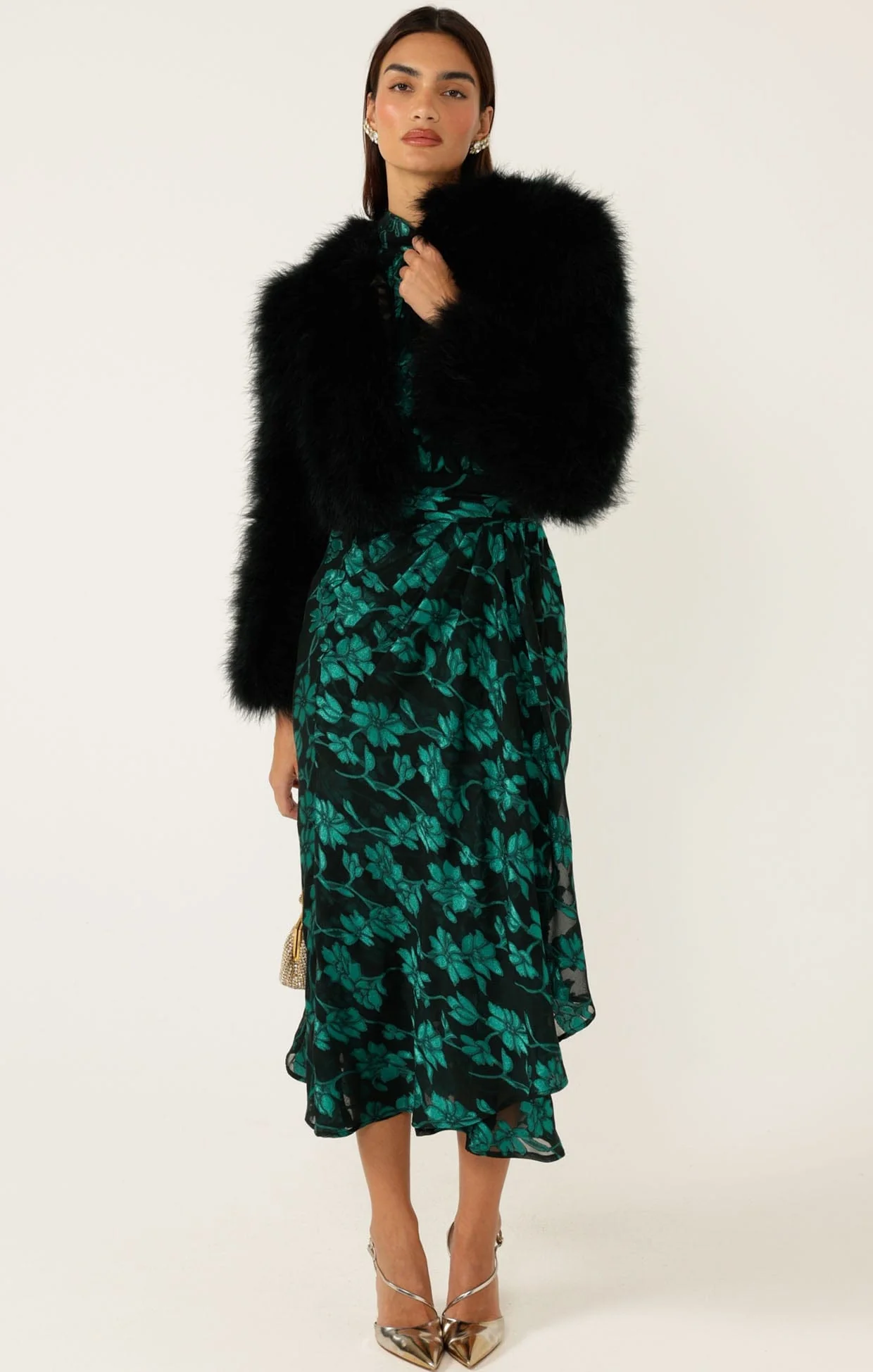 LUXE FEATHER JACKET IN BLACK - Image 3