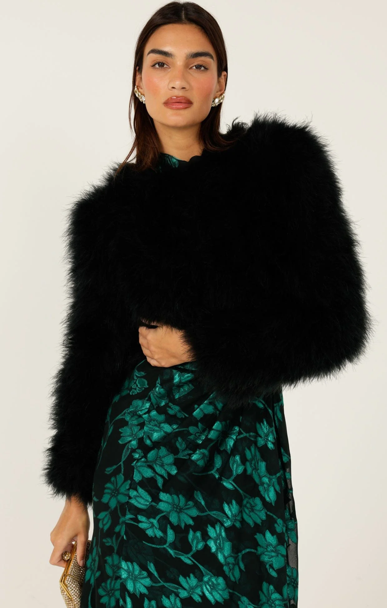 LUXE FEATHER JACKET IN BLACK - Image 4