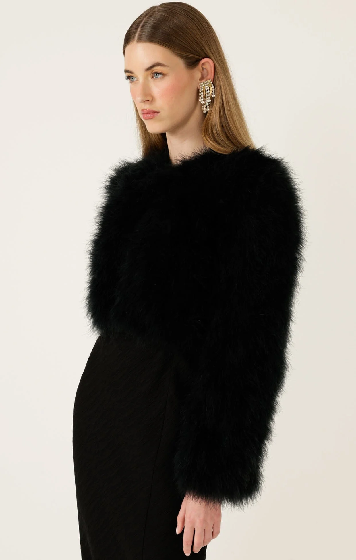 LUXE FEATHER JACKET IN BLACK - Image 8