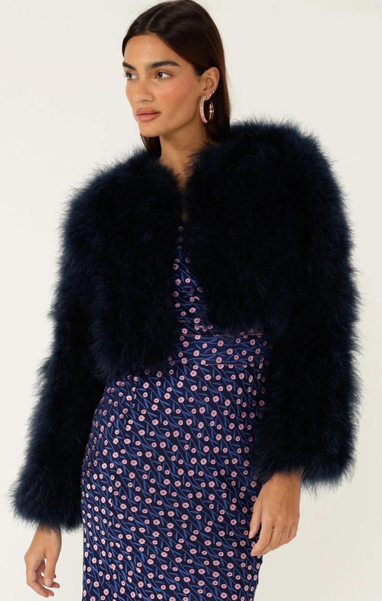 LUXE FEATHER JACKET IN NAVY - Image 4