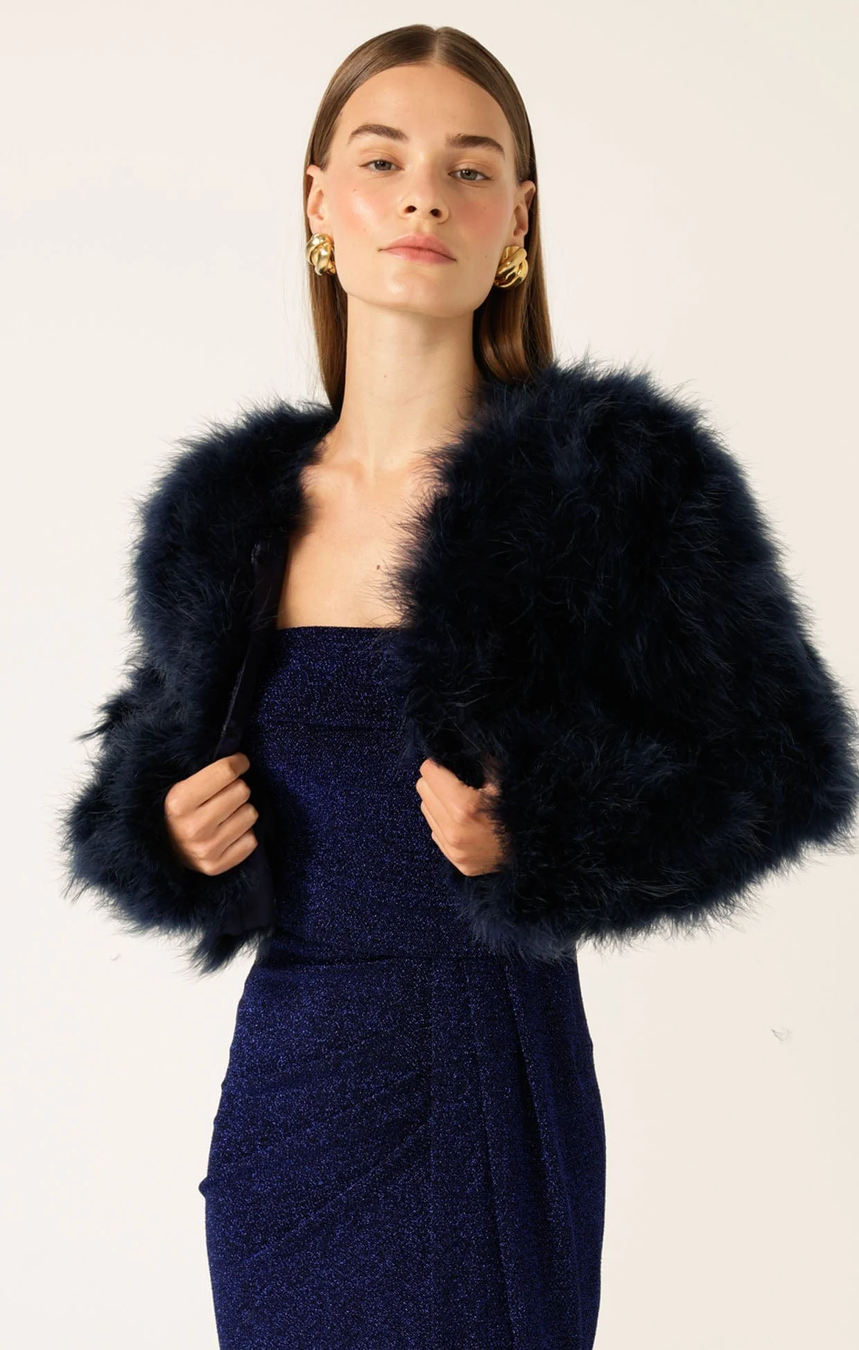 LUXE FEATHER JACKET IN NAVY - Image 5