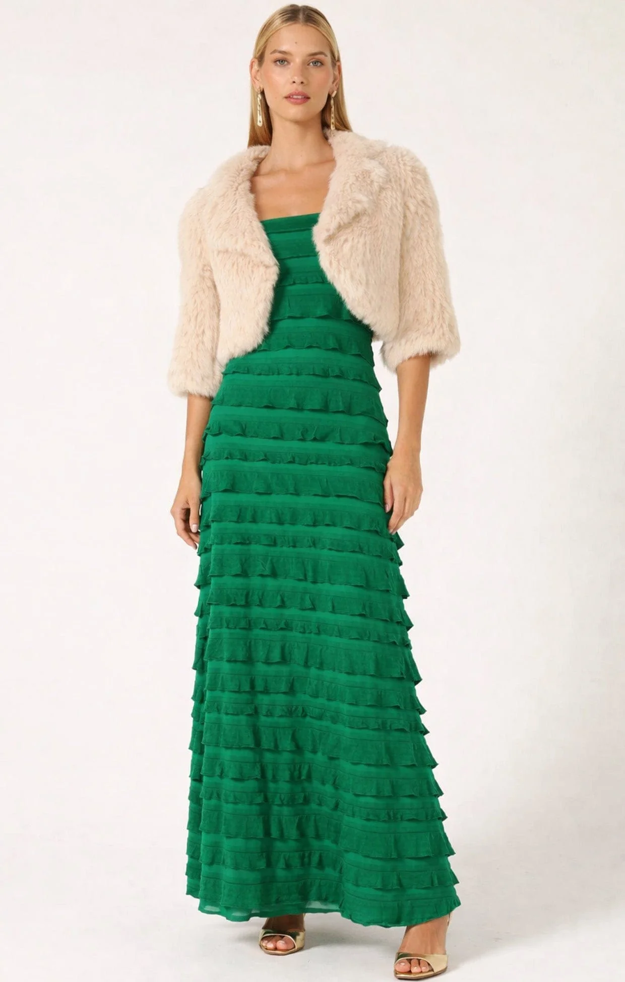 LUXE FUR BOLERO IN OATMEAL - Image 11