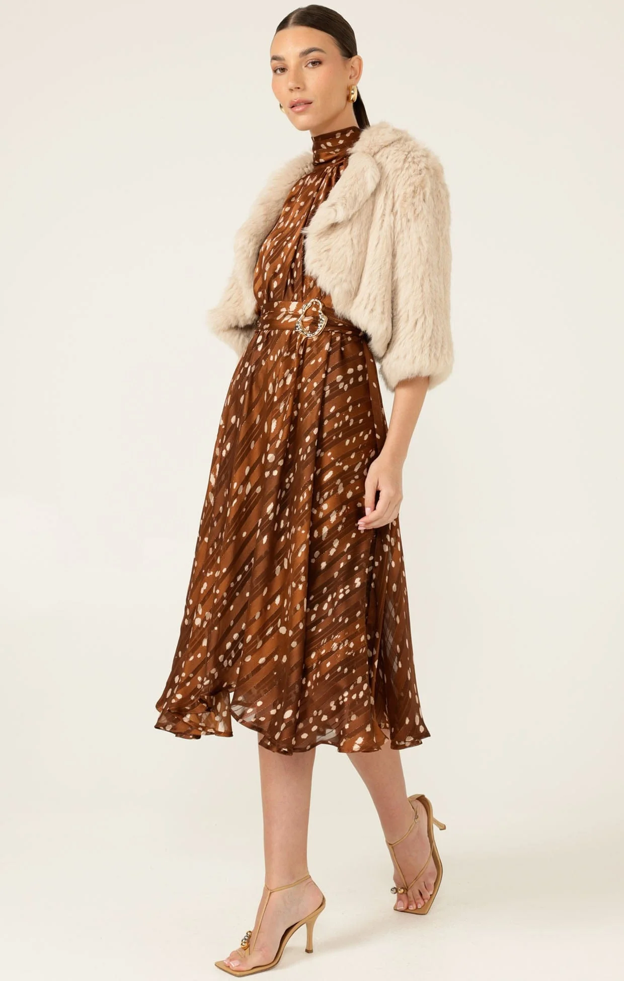 LUXE FUR BOLERO IN OATMEAL - Image 6