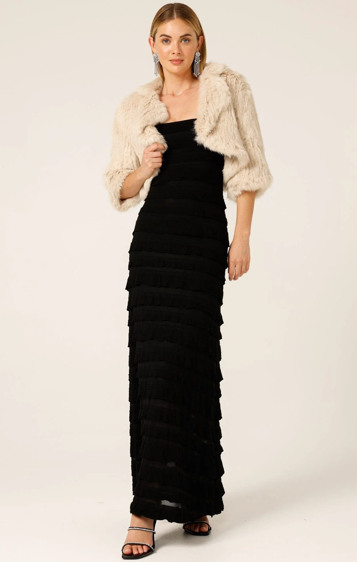LUXE FUR BOLERO IN OATMEAL - Image 8