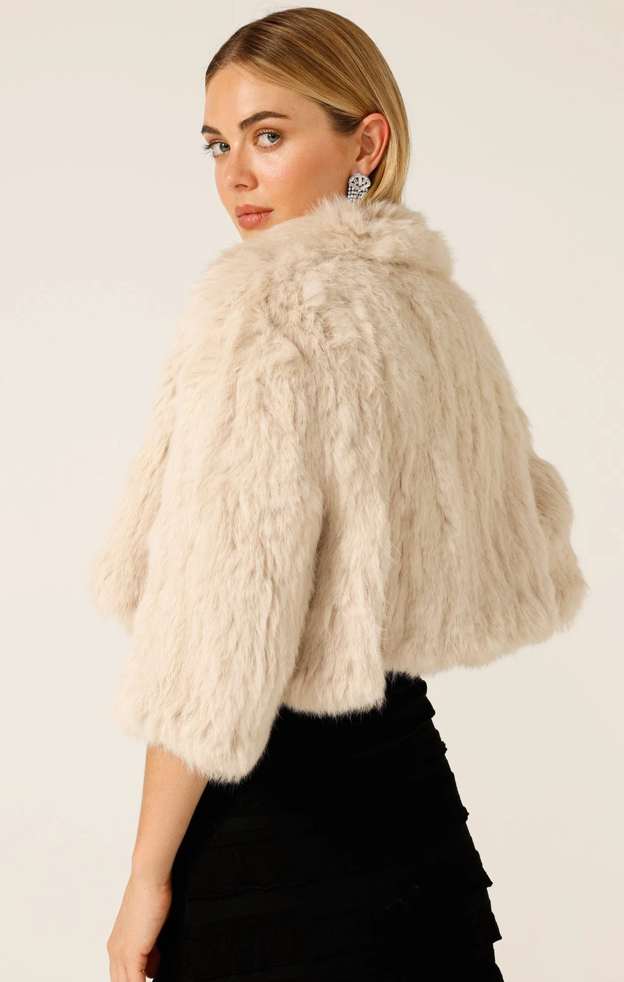 LUXE FUR BOLERO IN OATMEAL - Image 9