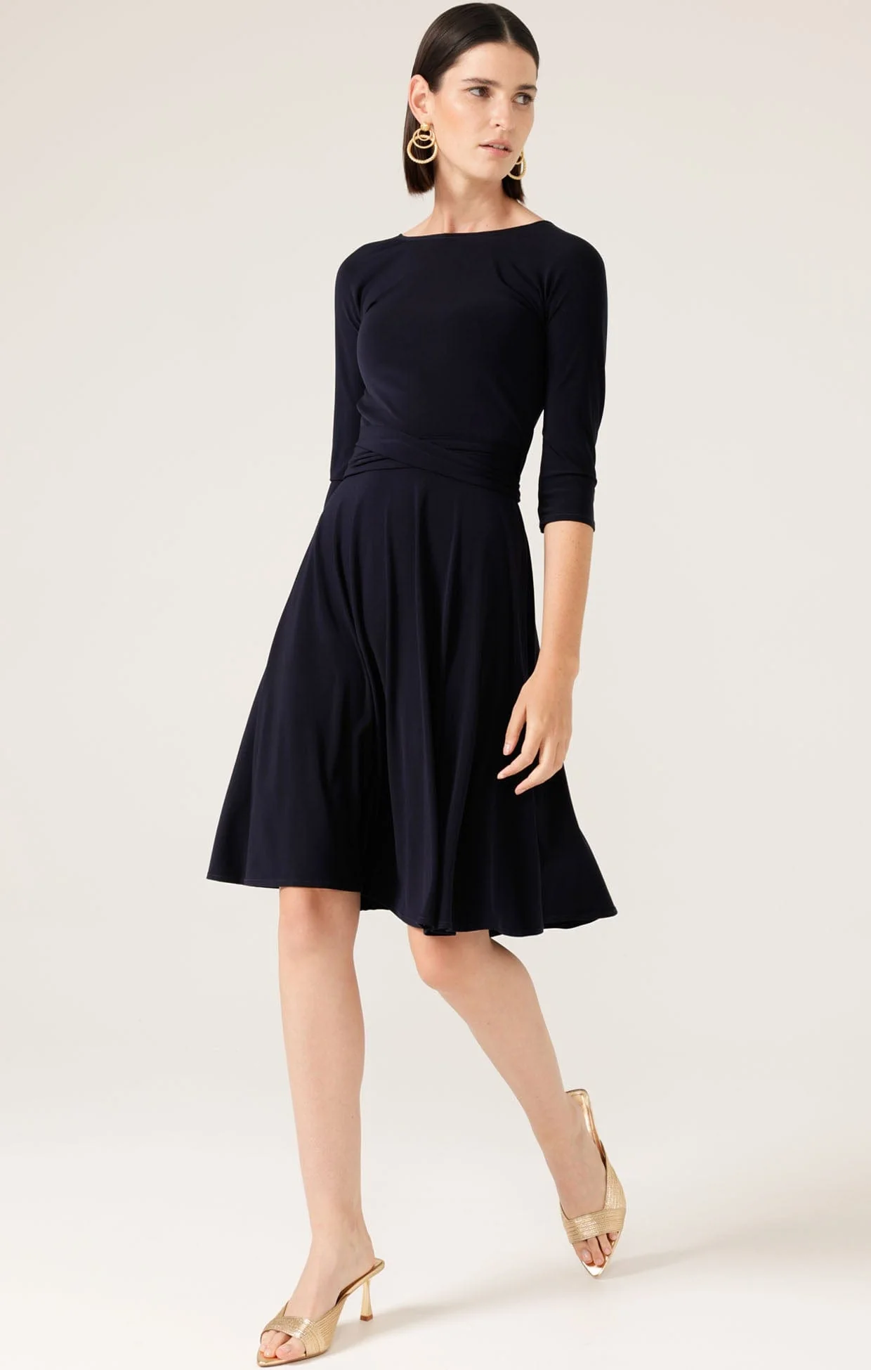 REVERSE WRAP DRESS IN NAVY - Image 4