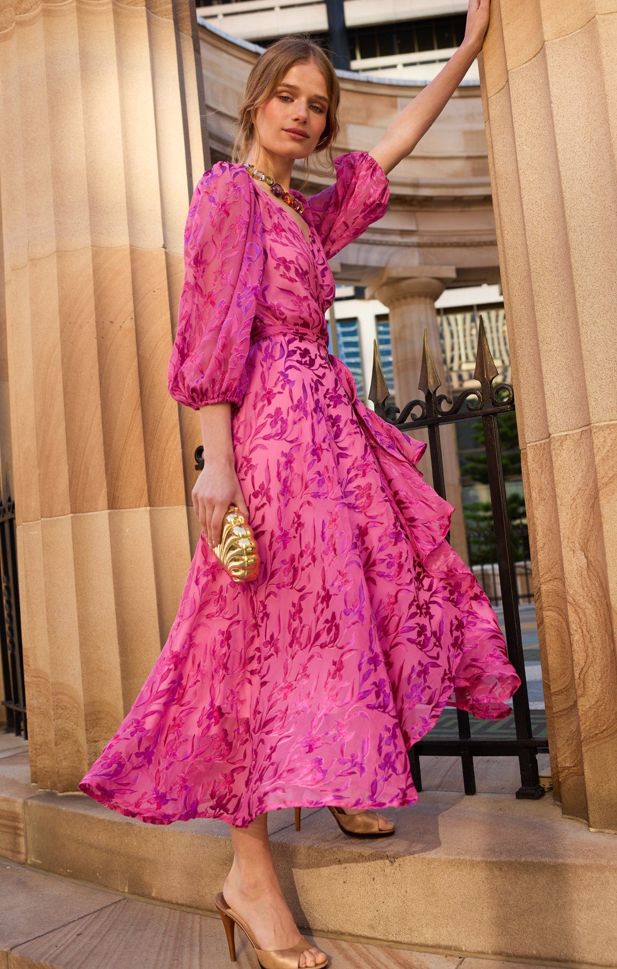 SHERBET BREEZE MIDI WRAP DRESS - Image 5