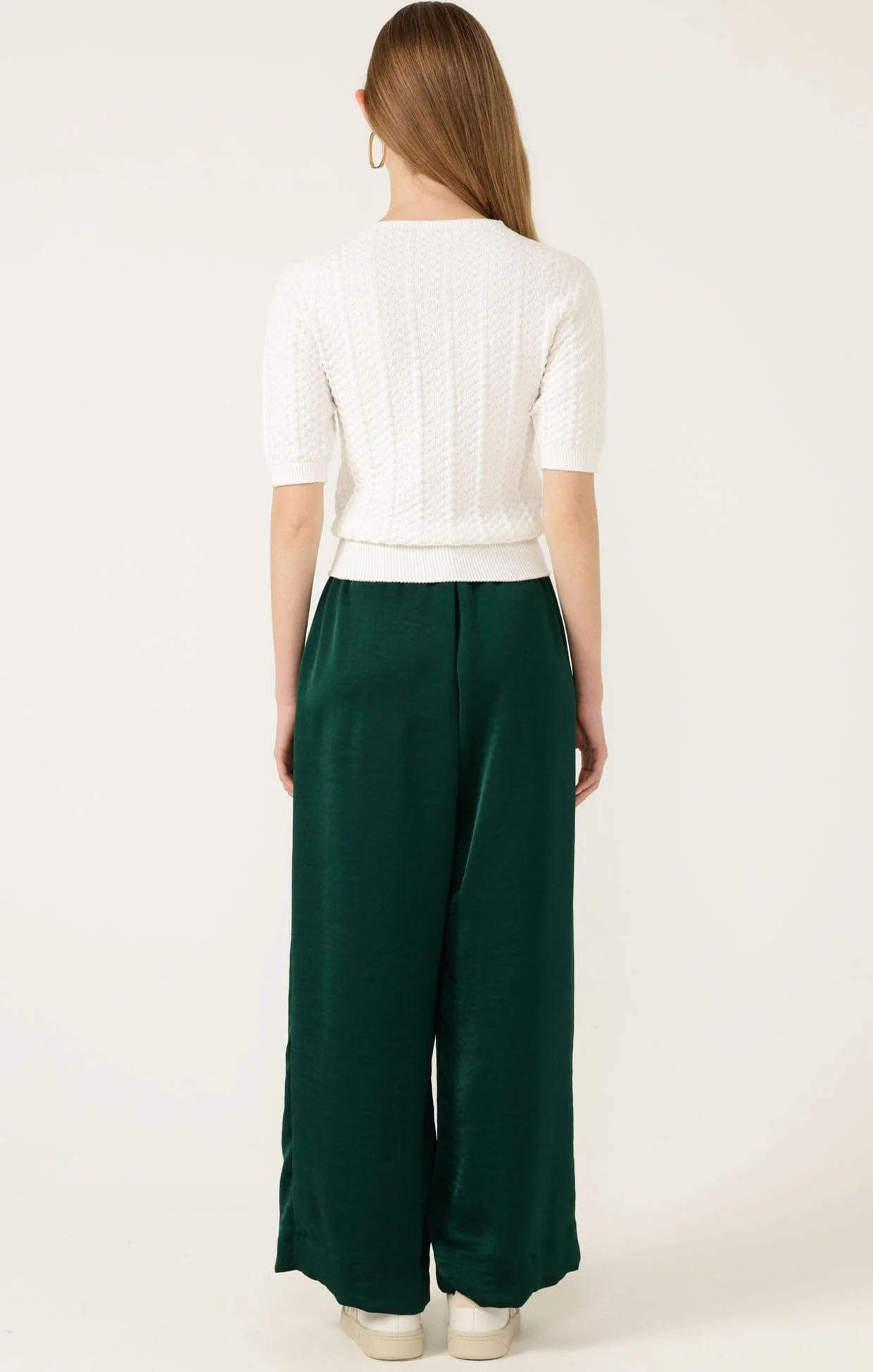 SHORT SLEEVE CHEVRON KNIT TOP IN IVORY - Image 9