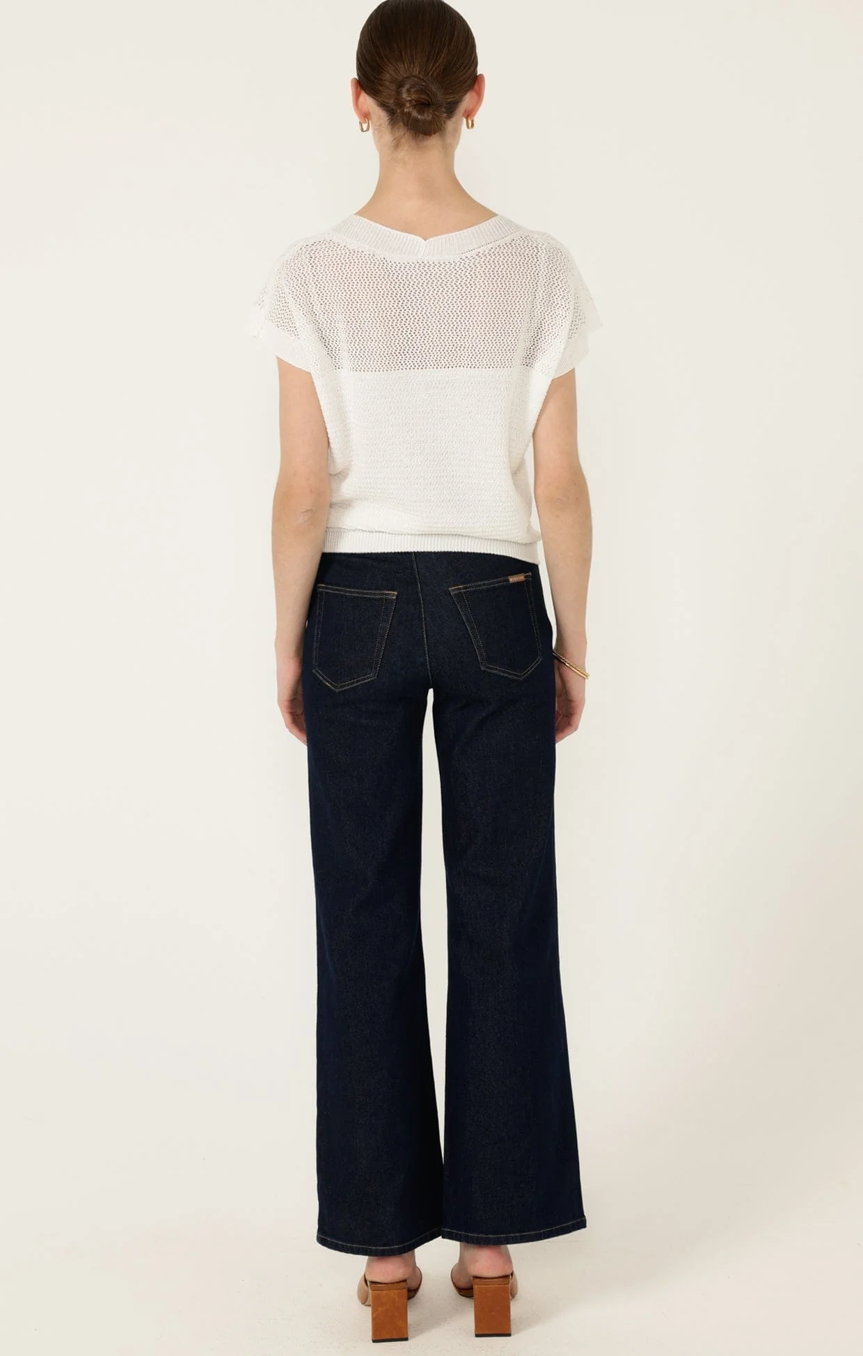 V NECK MESH KNIT TOP IN ICE WATER - Image 6