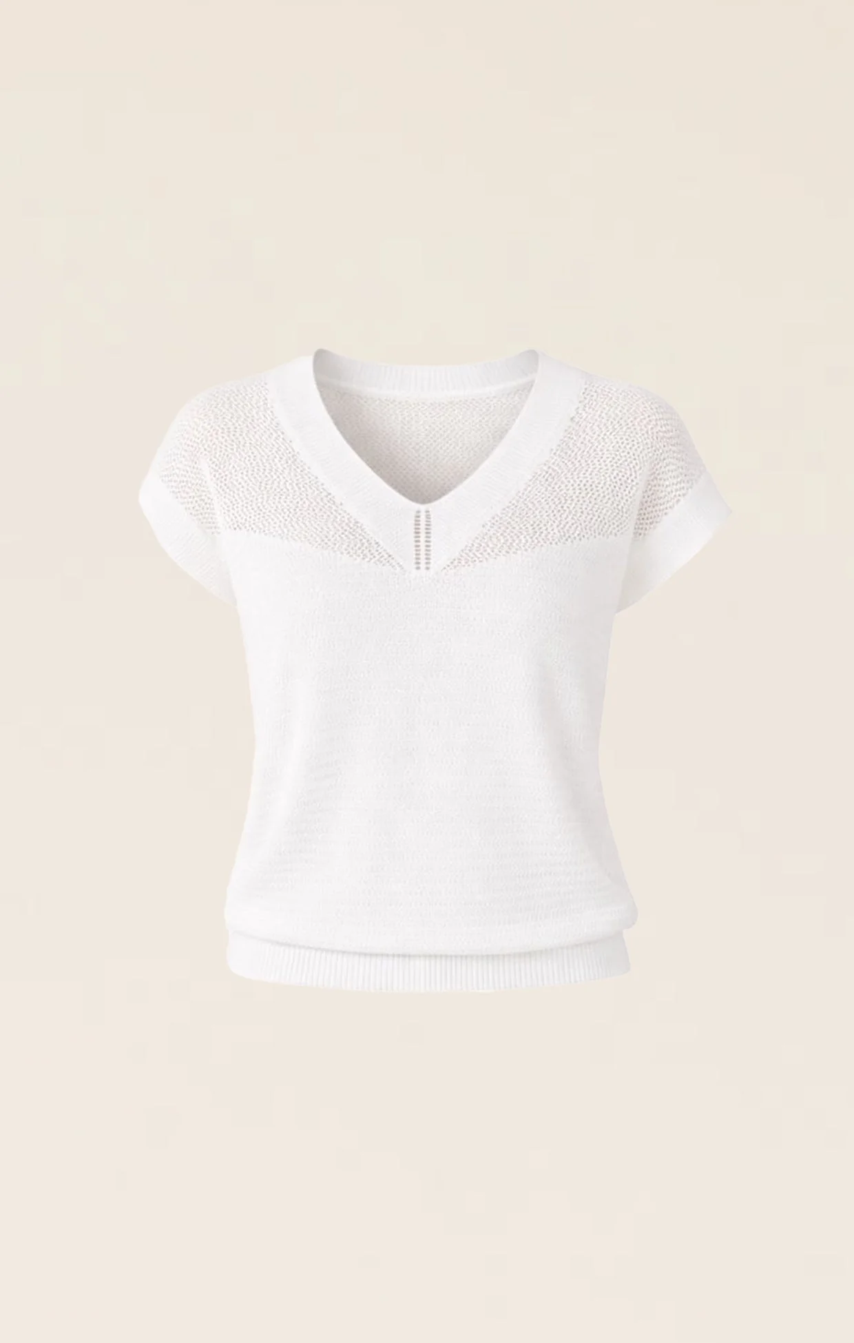 V NECK MESH KNIT TOP IN ICE WATER - Image 7