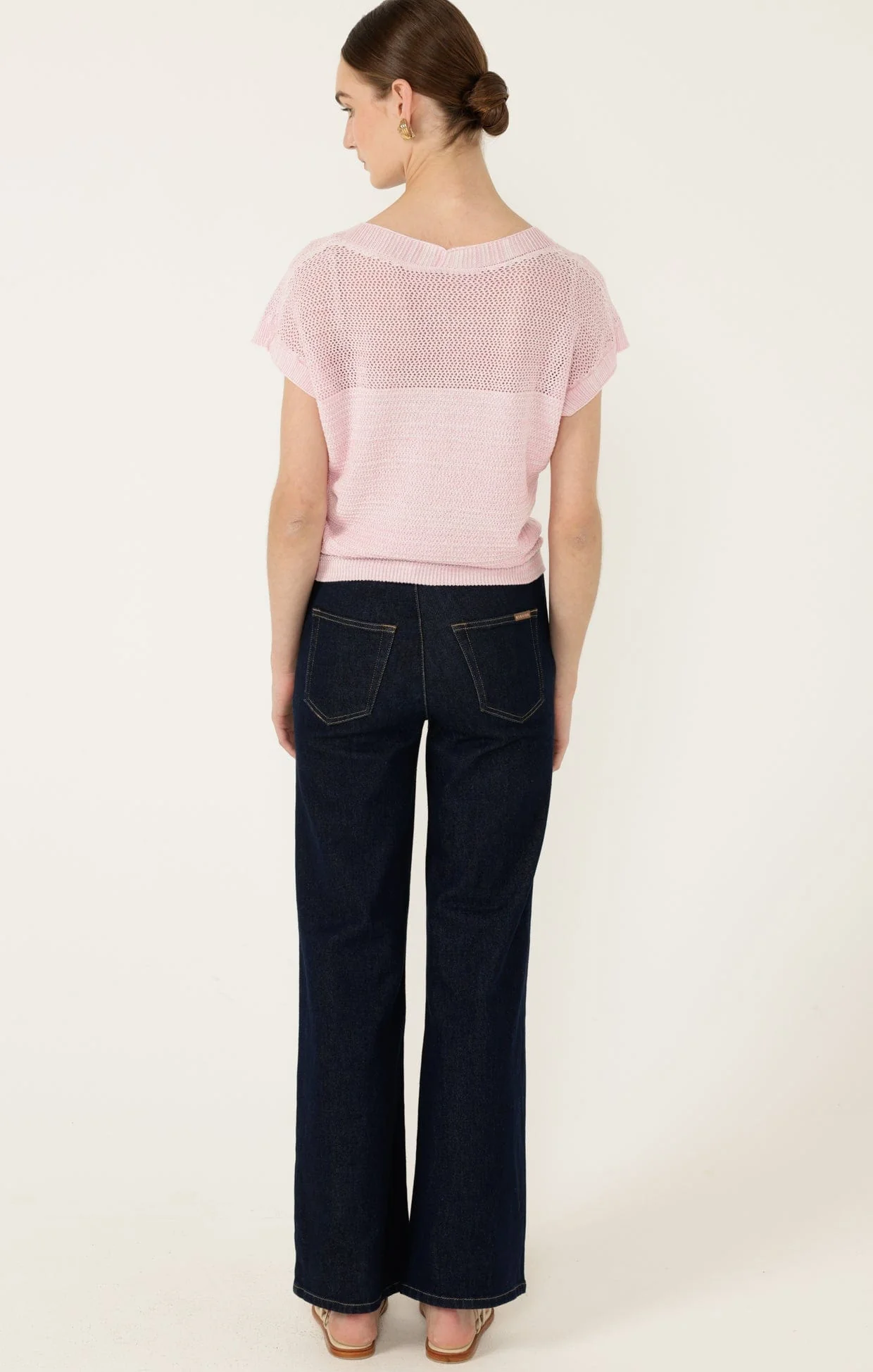 V NECK MESH KNIT TOP IN WILD ROSE - Image 6