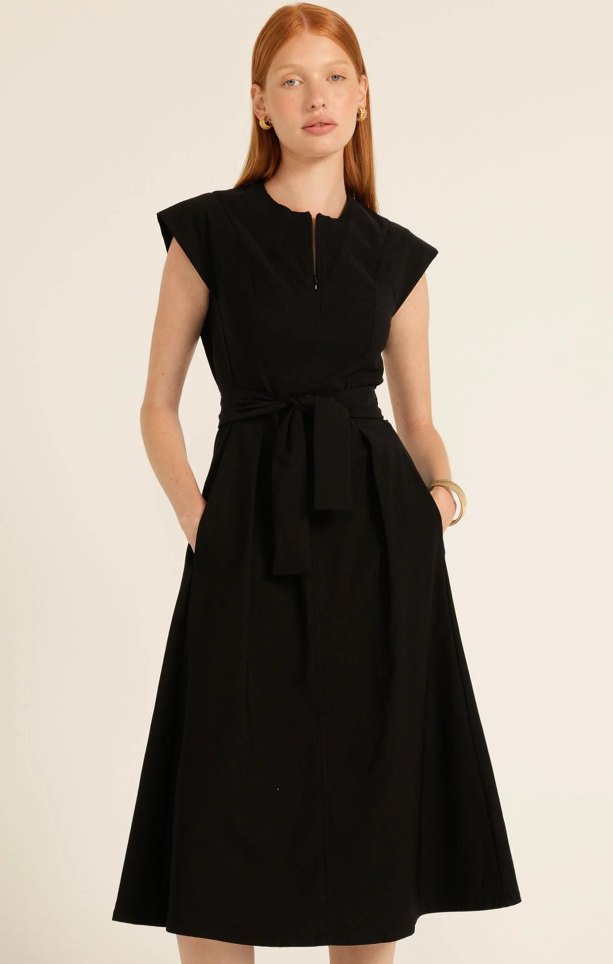 ZIP FRONT FIT AND FLARE DRESS - Image 3