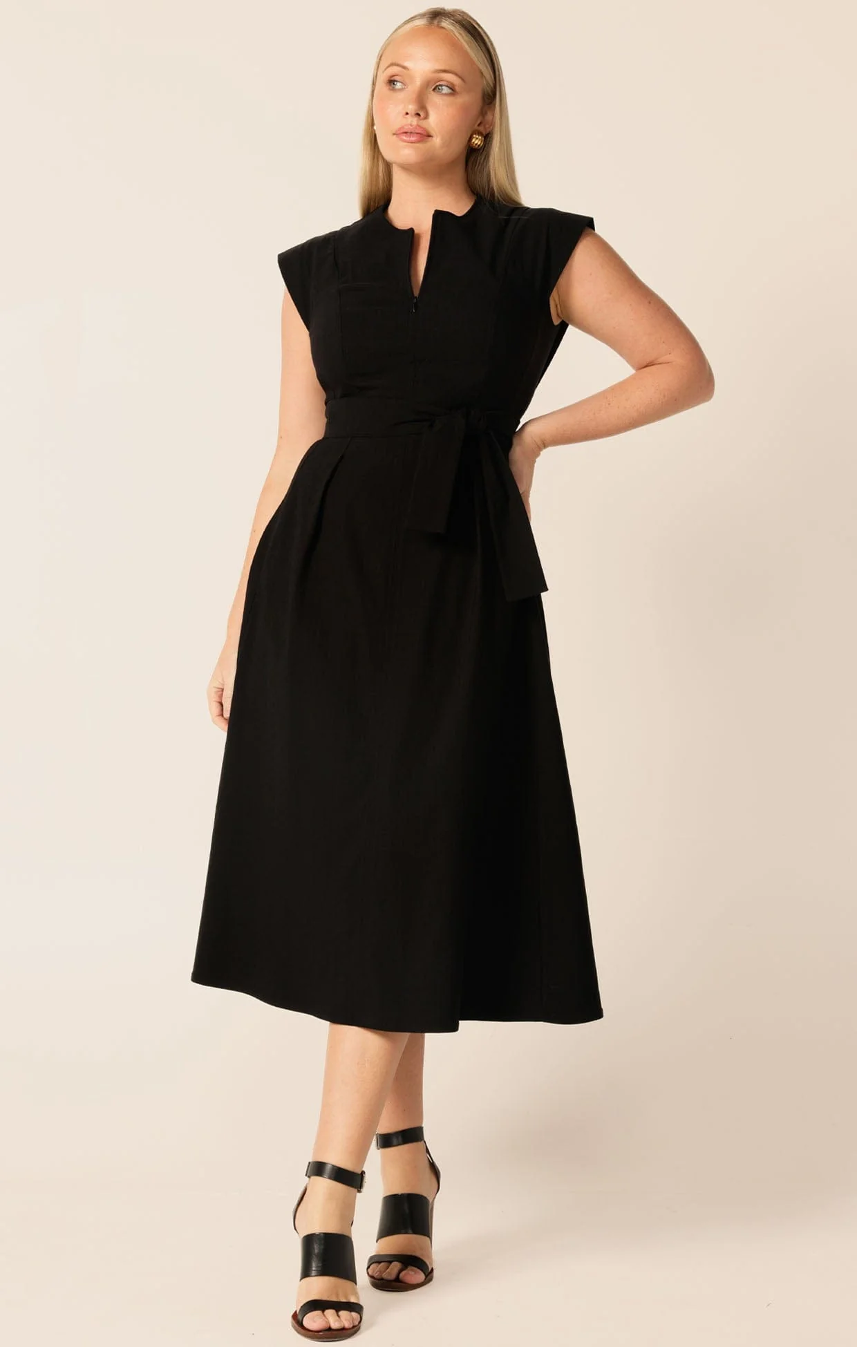 ZIP FRONT FIT AND FLARE DRESS - Image 4